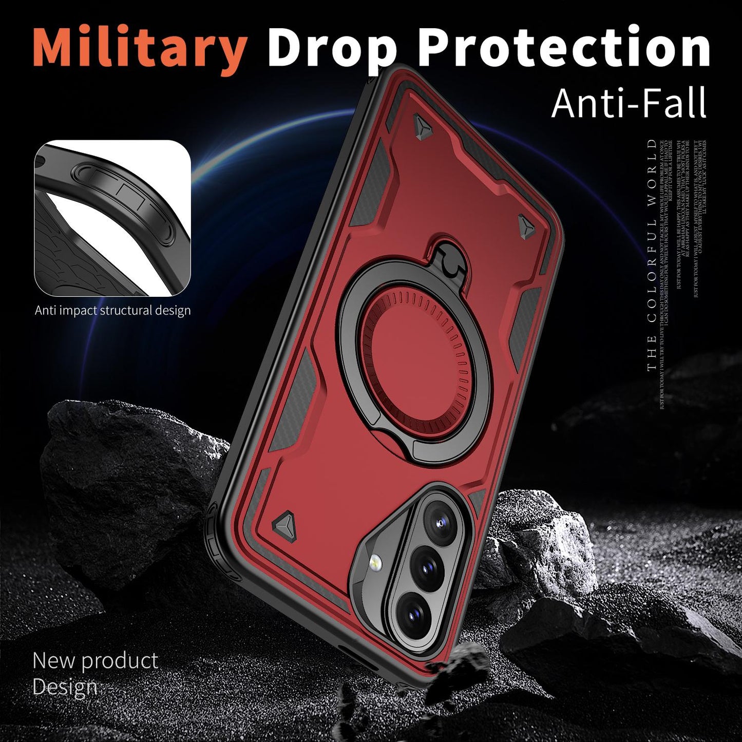 For Galaxy A27 5G Kalebol PC Hybrid TPU Armor MagSafe Ring Holder Phone Case(Red)