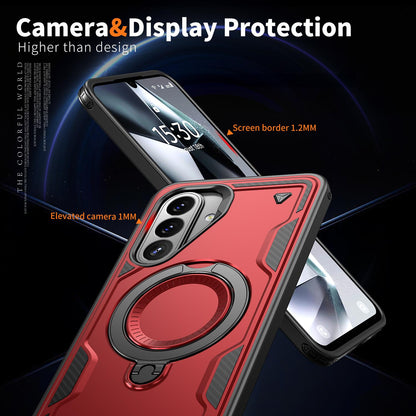 For Galaxy A27 5G Kalebol PC Hybrid TPU Armor MagSafe Ring Holder Phone Case(Red)
