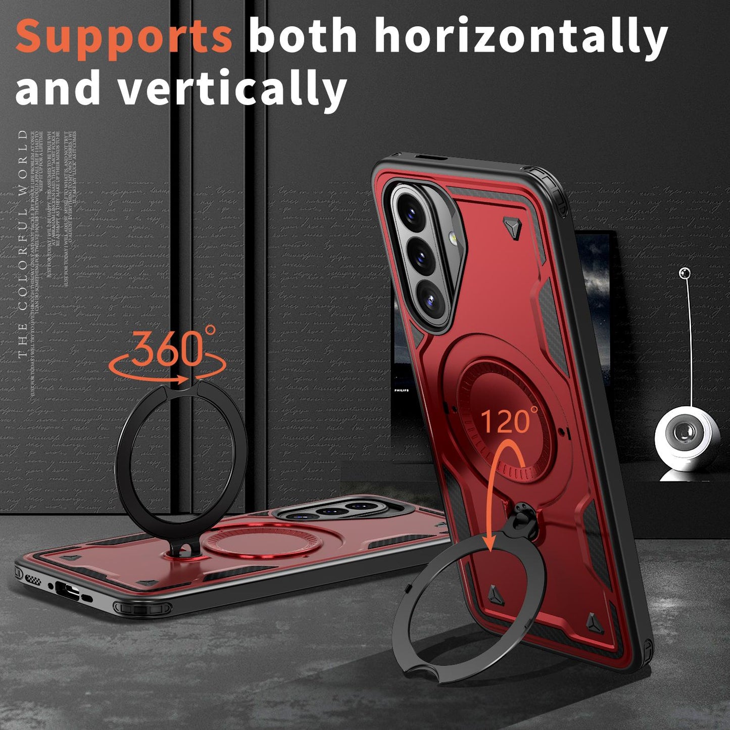 For Galaxy A27 5G Kalebol PC Hybrid TPU Armor MagSafe Ring Holder Phone Case(Red)
