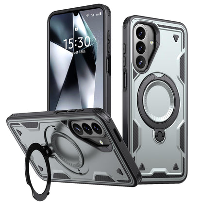 For Galaxy A27 5G Kalebol PC Hybrid TPU Armor MagSafe Ring Holder Phone Case(Gray)