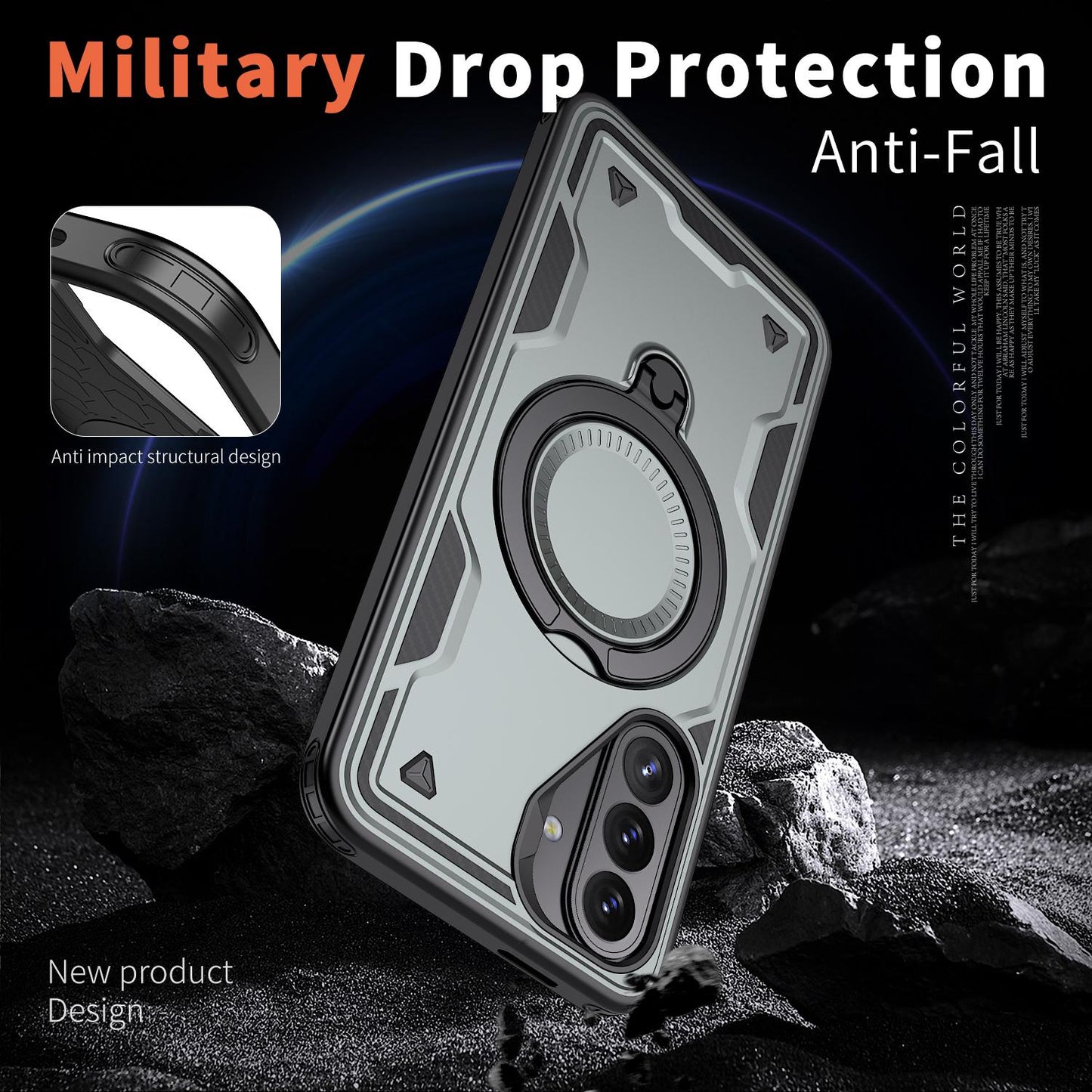 For Galaxy A27 5G Kalebol PC Hybrid TPU Armor MagSafe Ring Holder Phone Case(Gray)