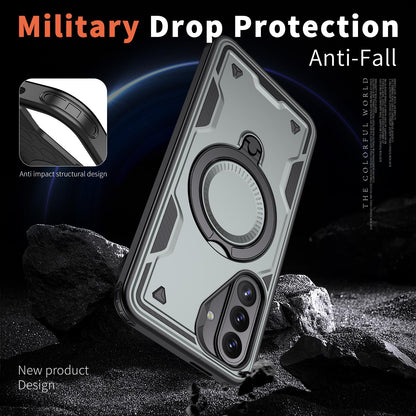 For Galaxy A27 5G Kalebol PC Hybrid TPU Armor MagSafe Ring Holder Phone Case(Gray)