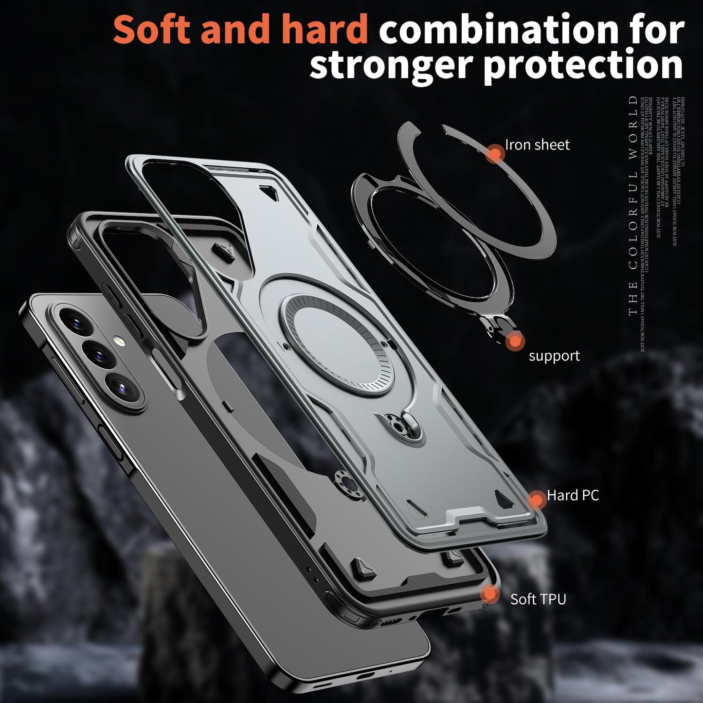 For Galaxy A27 5G Kalebol PC Hybrid TPU Armor MagSafe Ring Holder Phone Case(Gray)