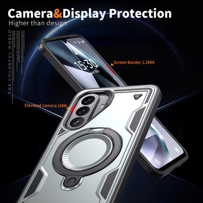 For Galaxy A27 5G Kalebol PC Hybrid TPU Armor MagSafe Ring Holder Phone Case(Gray)