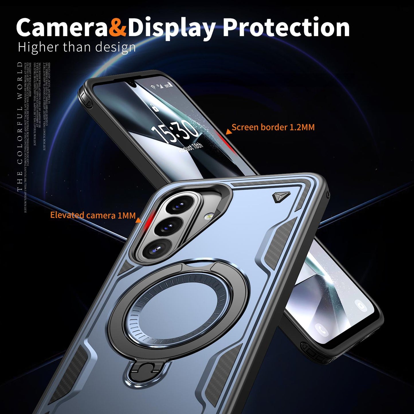 For Galaxy A27 5G Kalebol PC Hybrid TPU Armor MagSafe Ring Holder Phone Case(Blue)