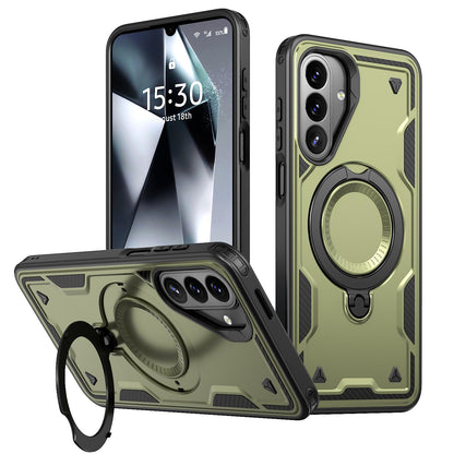 For Galaxy A27 5G Kalebol PC Hybrid TPU Armor MagSafe Ring Holder Phone Case(Green)