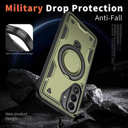 For Galaxy A27 5G Kalebol PC Hybrid TPU Armor MagSafe Ring Holder Phone Case(Green)