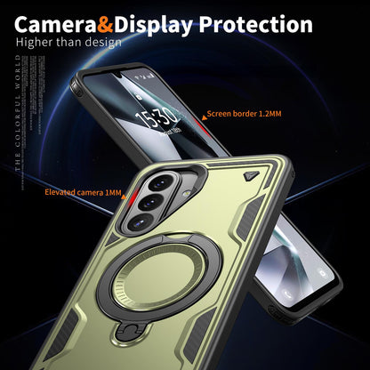 For Galaxy A27 5G Kalebol PC Hybrid TPU Armor MagSafe Ring Holder Phone Case(Green)