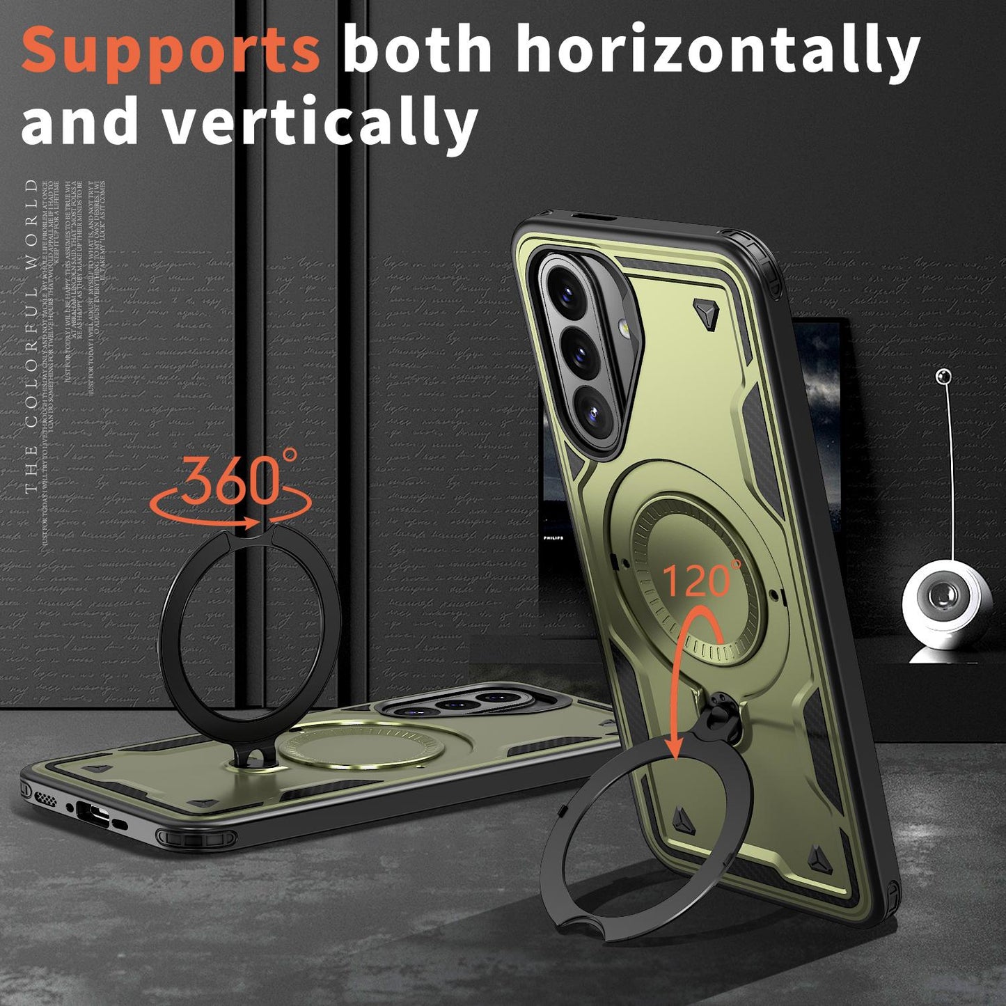 For Galaxy A27 5G Kalebol PC Hybrid TPU Armor MagSafe Ring Holder Phone Case(Green)