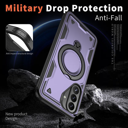 For Galaxy A27 5G Kalebol PC Hybrid TPU Armor MagSafe Ring Holder Phone Case(Purple)