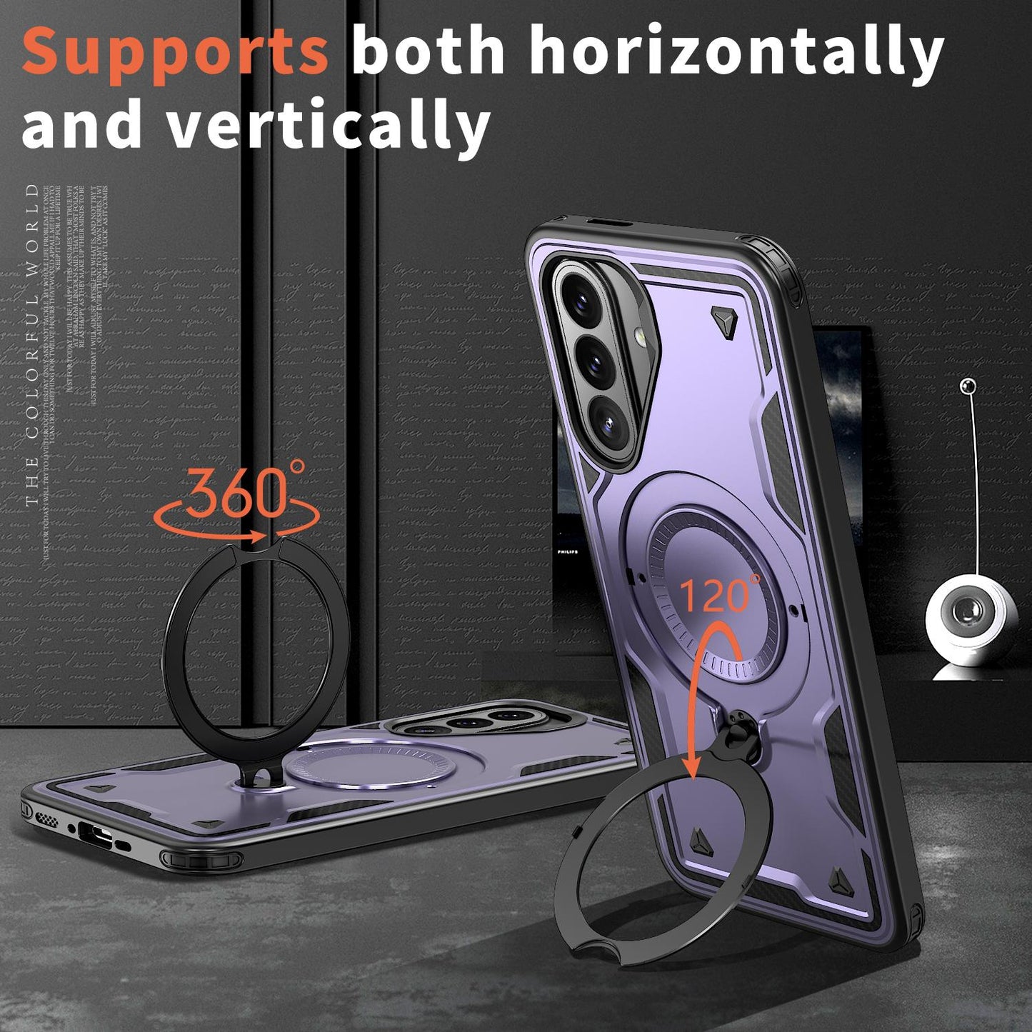 For Galaxy A27 5G Kalebol PC Hybrid TPU Armor MagSafe Ring Holder Phone Case(Purple)