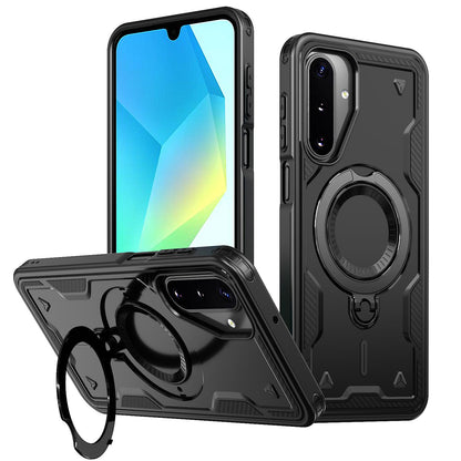 For Galaxy A17 4G / 5G Kalebol PC Hybrid TPU Armor MagSafe Ring Holder Phone Case(Black)