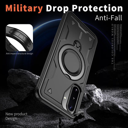 For Galaxy A17 4G / 5G Kalebol PC Hybrid TPU Armor MagSafe Ring Holder Phone Case(Black)