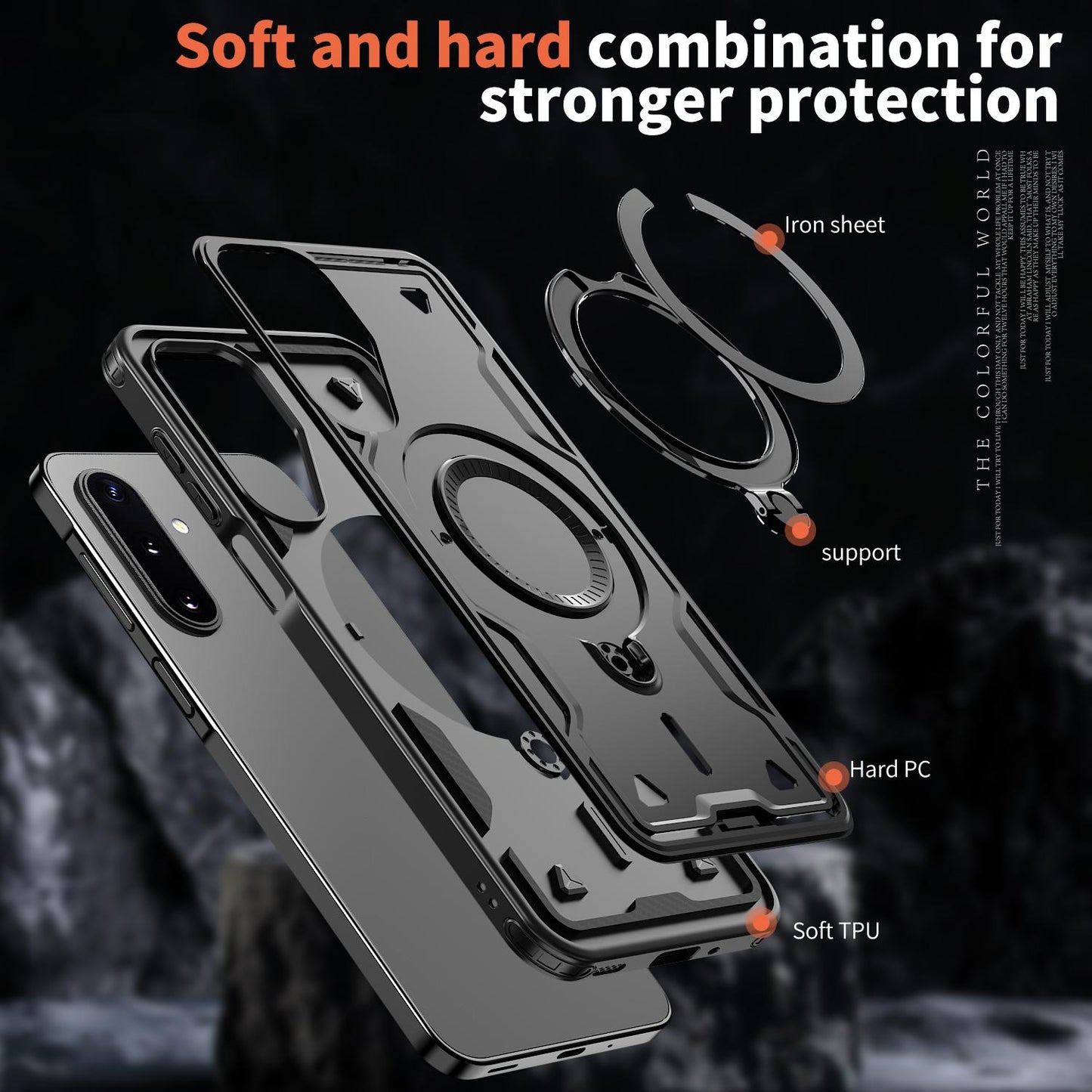 For Galaxy A17 4G / 5G Kalebol PC Hybrid TPU Armor MagSafe Ring Holder Phone Case(Black)