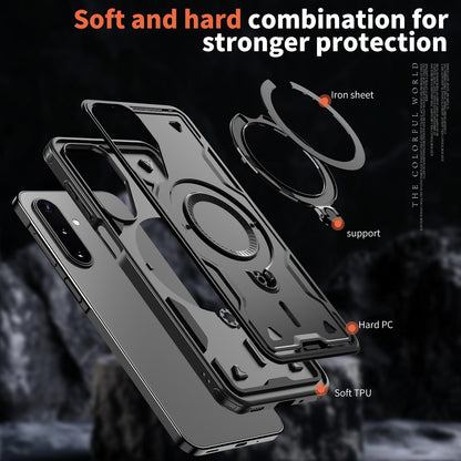 For Galaxy A17 4G / 5G Kalebol PC Hybrid TPU Armor MagSafe Ring Holder Phone Case(Black)