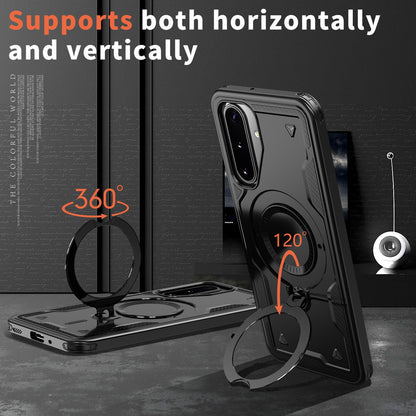 For Galaxy A17 4G / 5G Kalebol PC Hybrid TPU Armor MagSafe Ring Holder Phone Case(Black)