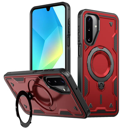 For Galaxy A17 4G / 5G Kalebol PC Hybrid TPU Armor MagSafe Ring Holder Phone Case(Red)