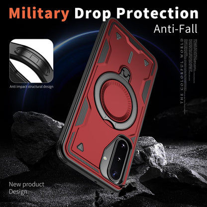For Galaxy A17 4G / 5G Kalebol PC Hybrid TPU Armor MagSafe Ring Holder Phone Case(Red)
