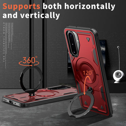 For Galaxy A17 4G / 5G Kalebol PC Hybrid TPU Armor MagSafe Ring Holder Phone Case(Red)