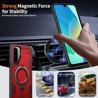 For Galaxy A17 4G / 5G Kalebol PC Hybrid TPU Armor MagSafe Ring Holder Phone Case(Red)