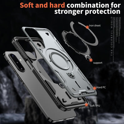 For Galaxy A17 4G / 5G Kalebol PC Hybrid TPU Armor MagSafe Ring Holder Phone Case(Gray)