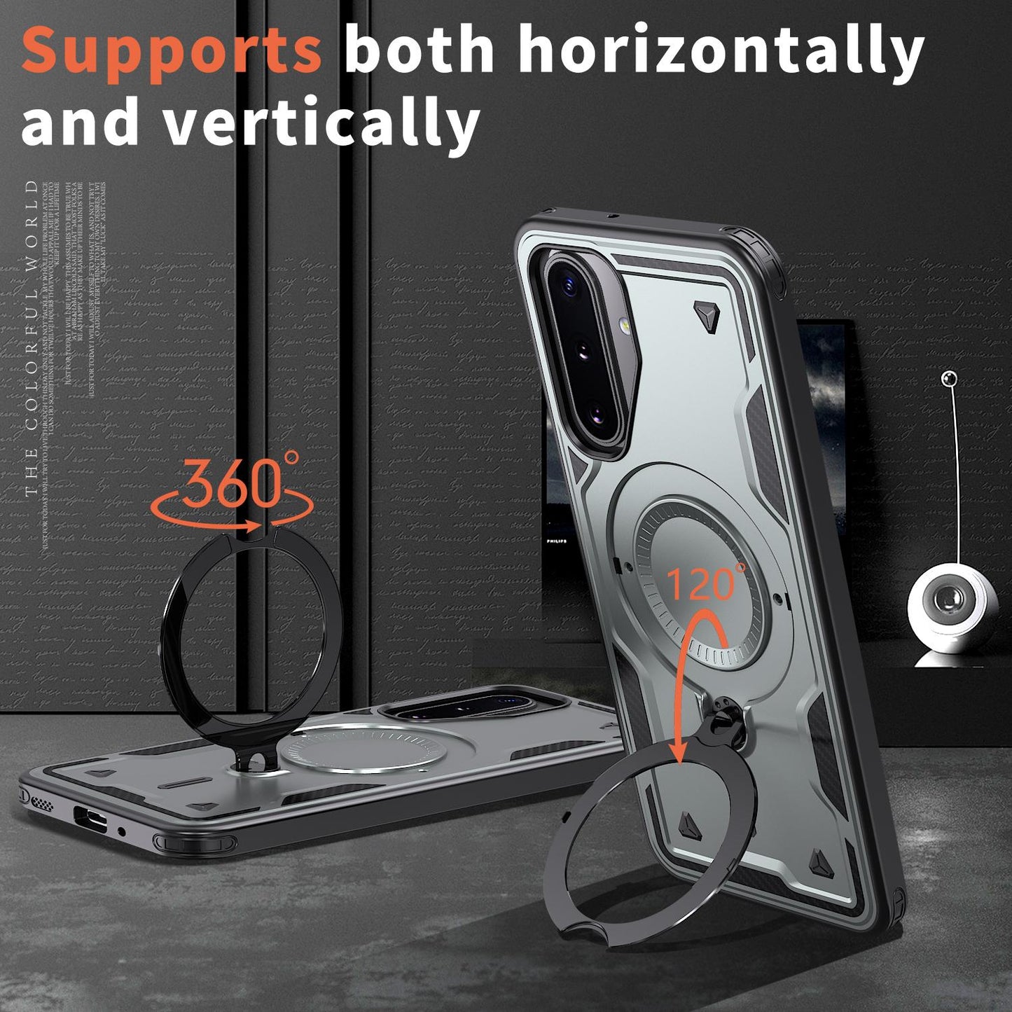For Galaxy A17 4G / 5G Kalebol PC Hybrid TPU Armor MagSafe Ring Holder Phone Case(Gray)