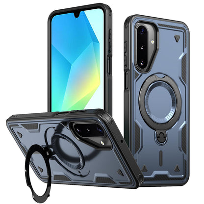 For Galaxy A17 4G / 5G Kalebol PC Hybrid TPU Armor MagSafe Ring Holder Phone Case(Blue)