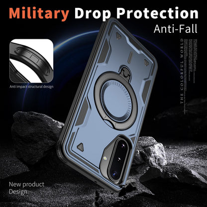 For Galaxy A17 4G / 5G Kalebol PC Hybrid TPU Armor MagSafe Ring Holder Phone Case(Blue)