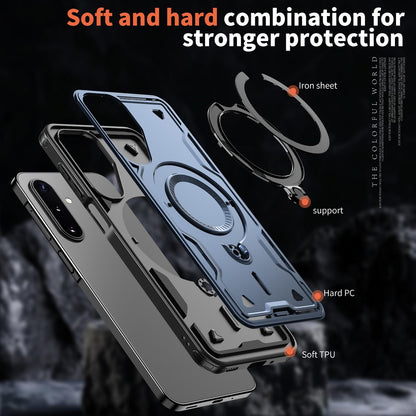 For Galaxy A17 4G / 5G Kalebol PC Hybrid TPU Armor MagSafe Ring Holder Phone Case(Blue)