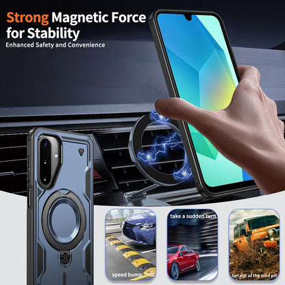 For Galaxy A17 4G / 5G Kalebol PC Hybrid TPU Armor MagSafe Ring Holder Phone Case(Blue)