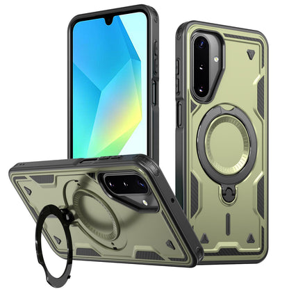 For Galaxy A17 4G / 5G Kalebol PC Hybrid TPU Armor MagSafe Ring Holder Phone Case(Green)