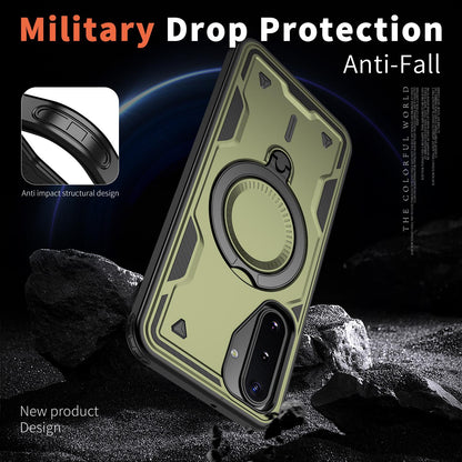 For Galaxy A17 4G / 5G Kalebol PC Hybrid TPU Armor MagSafe Ring Holder Phone Case(Green)