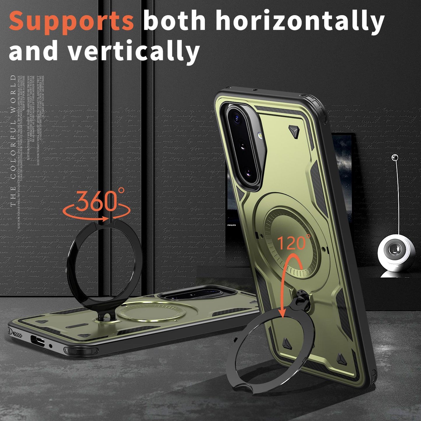 For Galaxy A17 4G / 5G Kalebol PC Hybrid TPU Armor MagSafe Ring Holder Phone Case(Green)