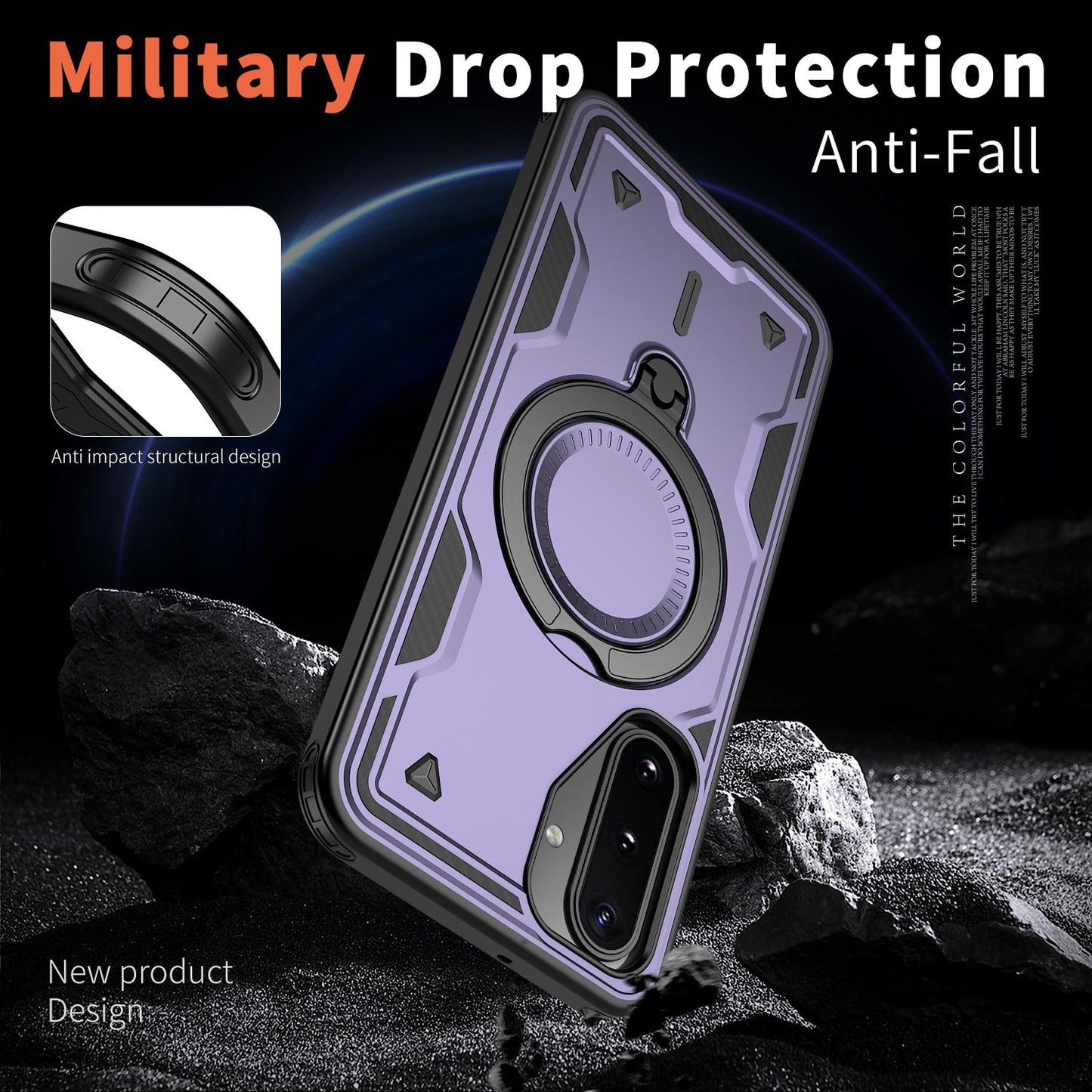 For Galaxy A17 4G / 5G Kalebol PC Hybrid TPU Armor MagSafe Ring Holder Phone Case(Purple)