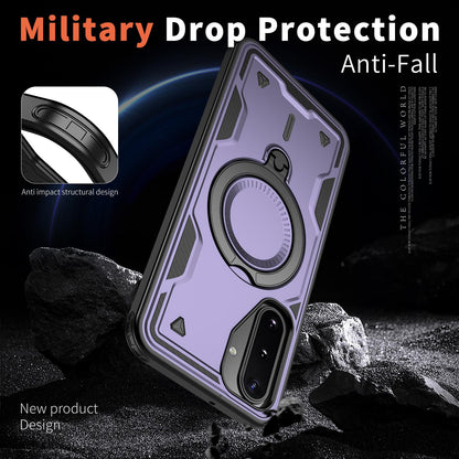 For Galaxy A17 4G / 5G Kalebol PC Hybrid TPU Armor MagSafe Ring Holder Phone Case(Purple)
