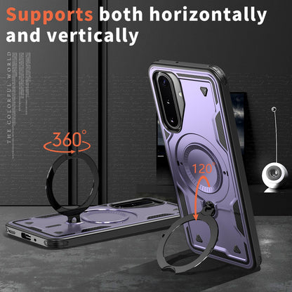 For Galaxy A17 4G / 5G Kalebol PC Hybrid TPU Armor MagSafe Ring Holder Phone Case(Purple)