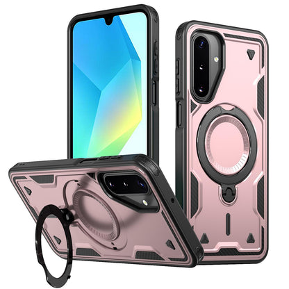 For Galaxy A17 4G / 5G Kalebol PC Hybrid TPU Armor MagSafe Ring Holder Phone Case(Rose Gold)