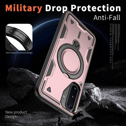 For Galaxy A17 4G / 5G Kalebol PC Hybrid TPU Armor MagSafe Ring Holder Phone Case(Rose Gold)