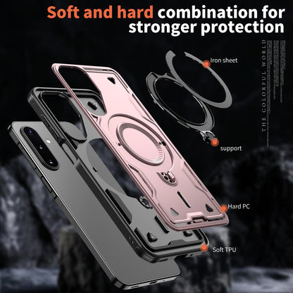 For Galaxy A17 4G / 5G Kalebol PC Hybrid TPU Armor MagSafe Ring Holder Phone Case(Rose Gold)
