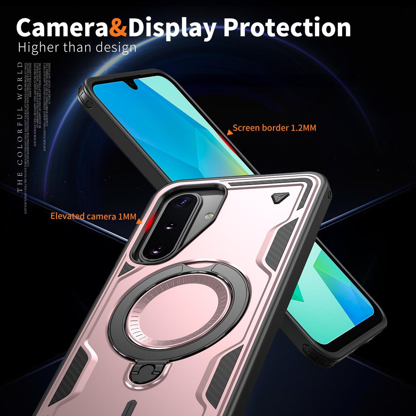 For Galaxy A17 4G / 5G Kalebol PC Hybrid TPU Armor MagSafe Ring Holder Phone Case(Rose Gold)