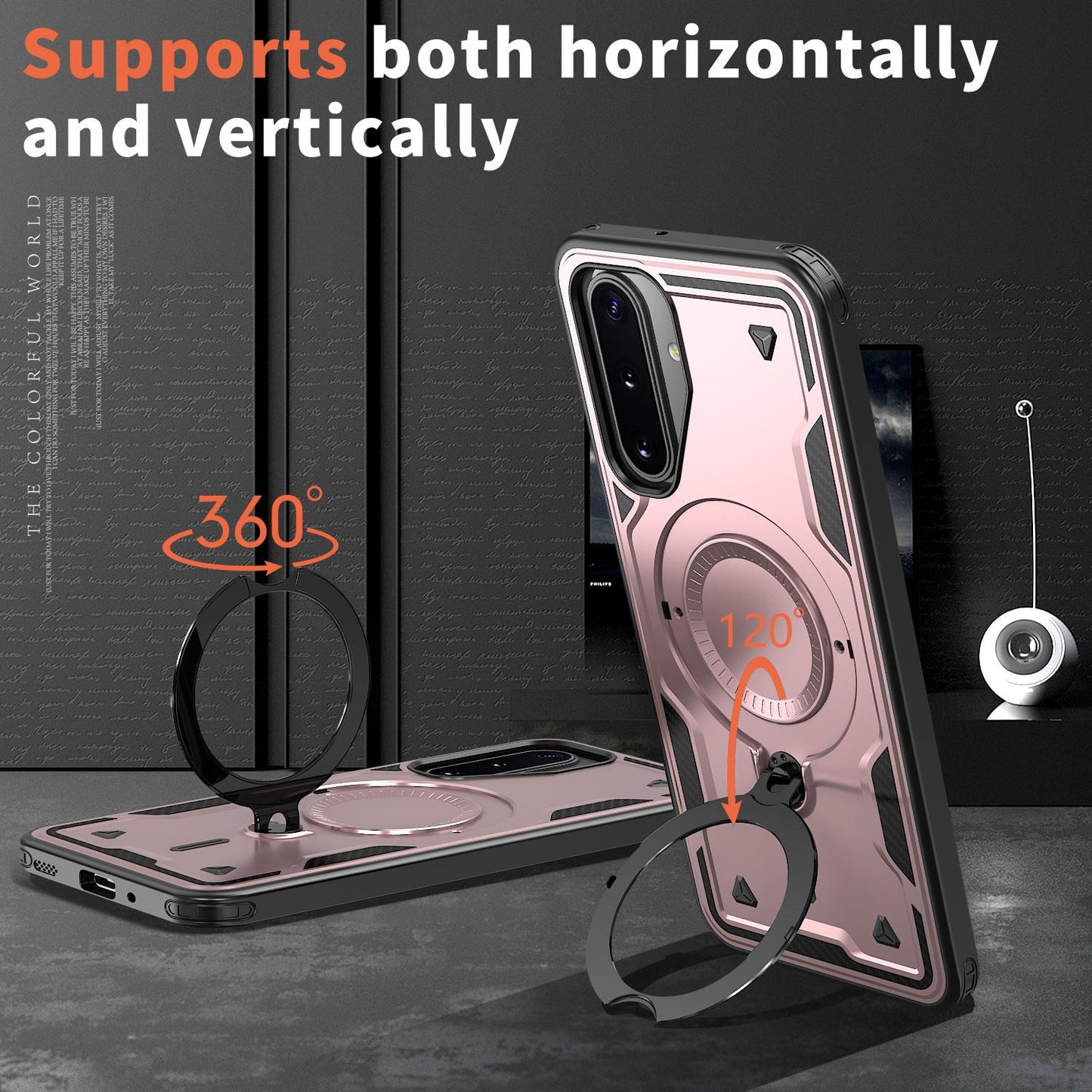 For Galaxy A17 4G / 5G Kalebol PC Hybrid TPU Armor MagSafe Ring Holder Phone Case(Rose Gold)
