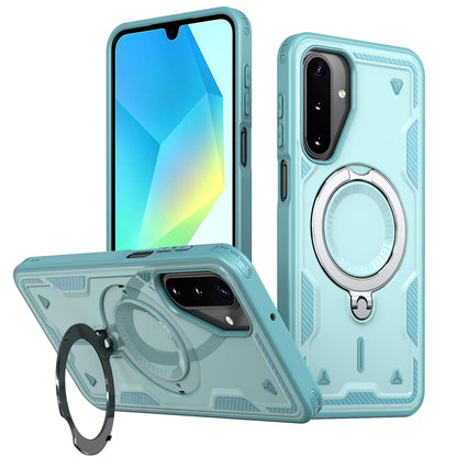 For Galaxy A17 4G / 5G Kalebol PC Hybrid TPU Armor MagSafe Ring Holder Phone Case(Light Blue)