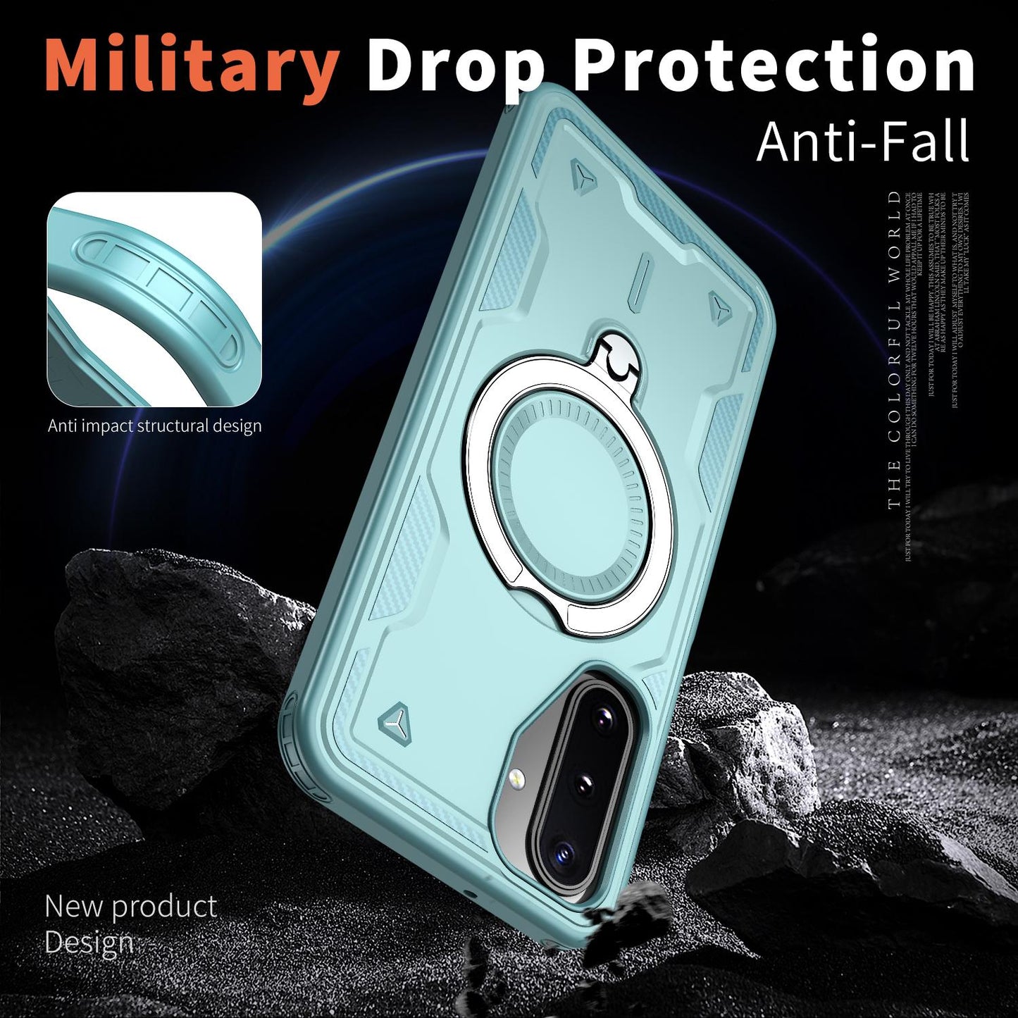 For Galaxy A17 4G / 5G Kalebol PC Hybrid TPU Armor MagSafe Ring Holder Phone Case(Light Blue)