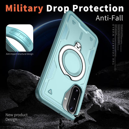 For Galaxy A17 4G / 5G Kalebol PC Hybrid TPU Armor MagSafe Ring Holder Phone Case(Light Blue)