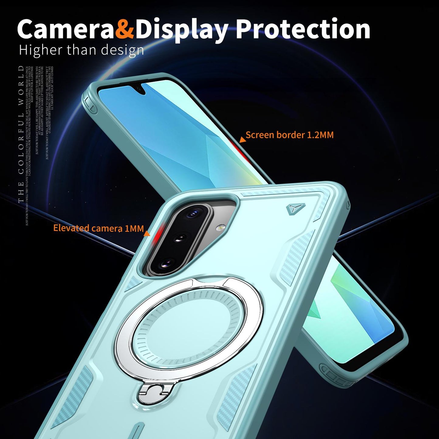 For Galaxy A17 4G / 5G Kalebol PC Hybrid TPU Armor MagSafe Ring Holder Phone Case(Light Blue)