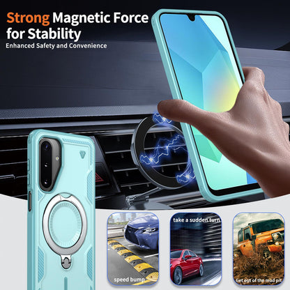 For Galaxy A17 4G / 5G Kalebol PC Hybrid TPU Armor MagSafe Ring Holder Phone Case(Light Blue)