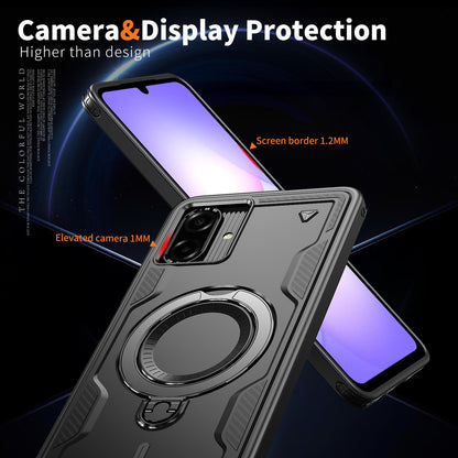 For Galaxy A07 4G / 5G Kalebol PC Hybrid TPU Armor MagSafe Ring Holder Phone Case(Black)