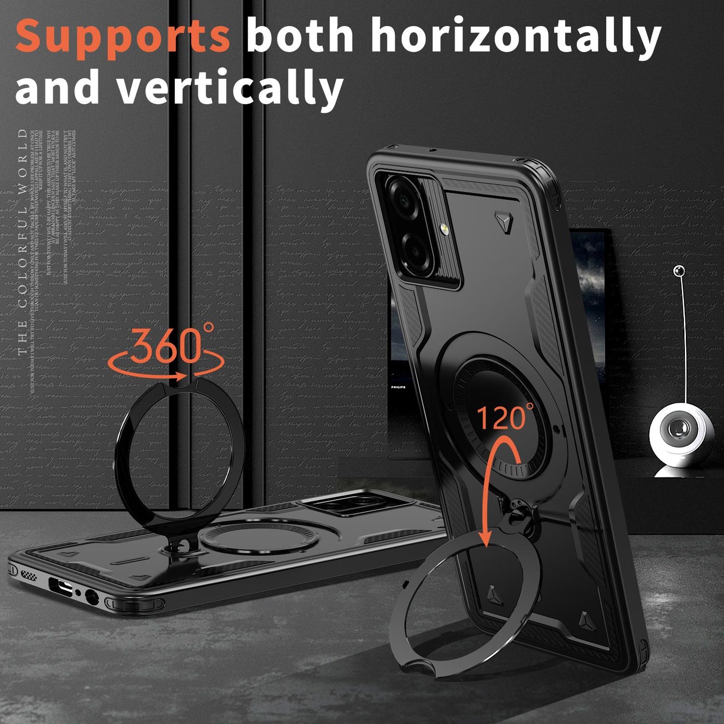 For Galaxy A07 4G / 5G Kalebol PC Hybrid TPU Armor MagSafe Ring Holder Phone Case(Black)
