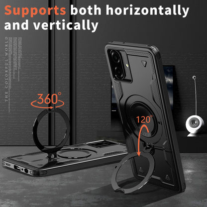 For Galaxy A07 4G / 5G Kalebol PC Hybrid TPU Armor MagSafe Ring Holder Phone Case(Black)
