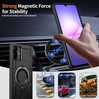 For Galaxy A07 4G / 5G Kalebol PC Hybrid TPU Armor MagSafe Ring Holder Phone Case(Black)